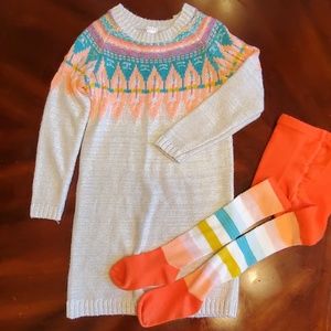Girls 5T sweater dress with matching tights
